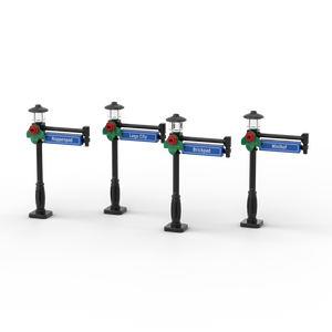 Lot de 4 lampadaires avec noms de rues sur le côté