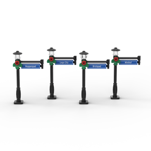 Lot de 4 lampadaires avec noms de rues sur le côté