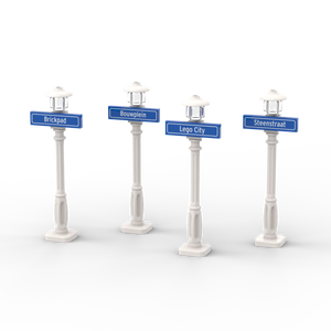 1x4 noms de rues avec 4 lampadaires blancs