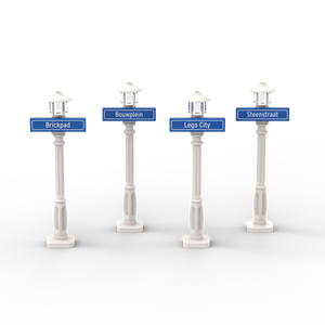 1x4 noms de rues avec 4 lampadaires blancs