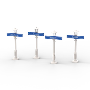 1x6 noms de rues avec 4 lampadaires blancs