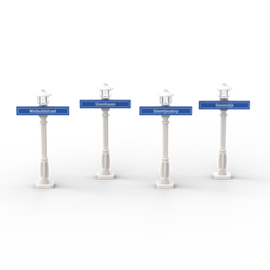 1x6 noms de rues avec 4 lampadaires blancs