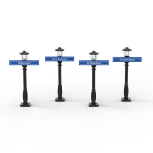 1x6 noms de rues avec 4 lampadaires noirs