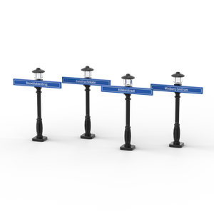 1x8 noms de rues avec 4 lampadaires noirs