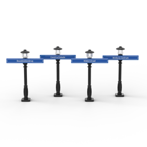 1x8 noms de rues avec 4 lampadaires noirs