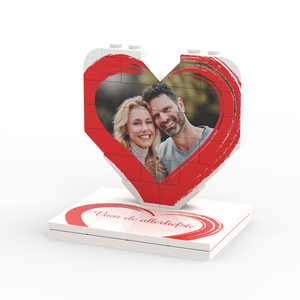 Brosse à cadre en forme de cœur pour puzzle LEGO® 3D et texte en bas