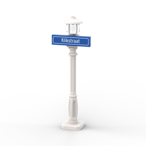 Straßenschild 1x4 mit weißem Laternenpfahl