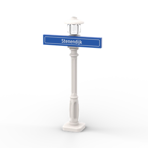 Straßenschild 1x6 mit weißem Laternenpfahl