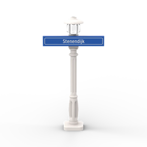 Straßenschild 1x6 mit weißem Laternenpfahl