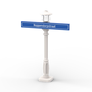 Straßenschild 1x8 mit weißem Laternenpfahl