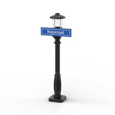 Straatnaambord 1x4 met Zwarte Lantaarnpaal