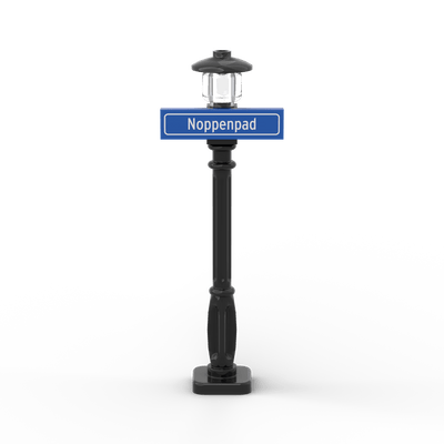 Straatnaambord 1x4 met Zwarte Lantaarnpaal