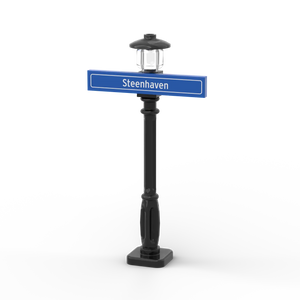Straßenschild 1x6 mit schwarzem Laternenpfahl