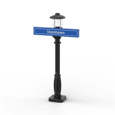 Straatnaambord 1x6 met Zwarte Lantaarnpaal