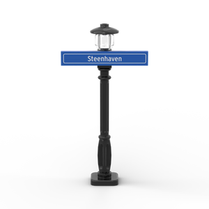 Straßenschild 1x6 mit schwarzem Laternenpfahl