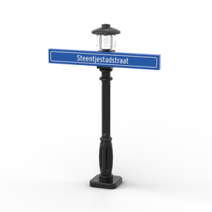 Straßenschild 1x8 mit schwarzem Laternenpfahl