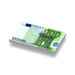 Speelgeld Euros 100 euro geprint op een witte nieuwe 1x2 LEGO® tegel