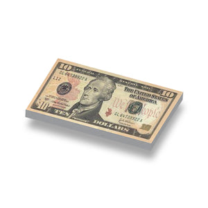 Speelgeld United States 10 dollar geprint op een 1x2 witte LEGO® tegel