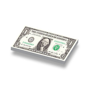 Speelgeld United States 1 dollar geprint op een 1x2 witte LEGO® tegel