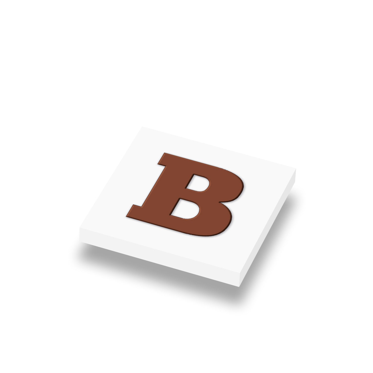 Chocolade letter melk op 1x1 nieuwe LEGO® tegel wit