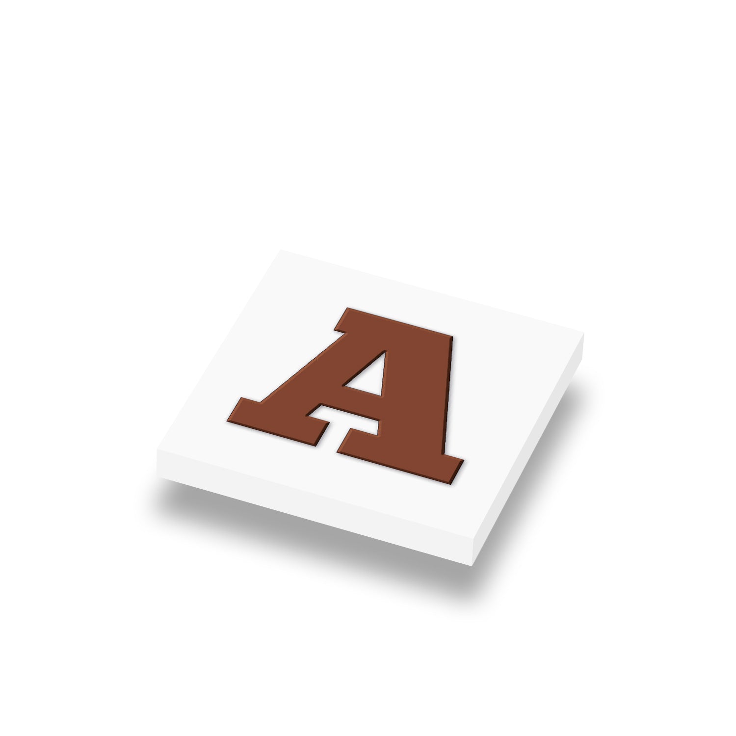 Chocolade letter melk op 1x1 nieuwe LEGO® tegel wit