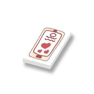 LEGO Valentijn telefoon Geprint op een nieuwe witte 1x2 LEGO tegel 