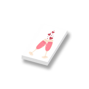 LEGO Valentijn proosten Geprint op een nieuwe witte 1x2 LEGO tegel 