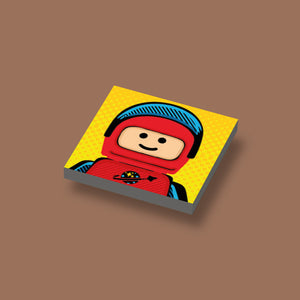 LEGO Graffiti art Ame72 Spaceman POP Yellow geprint op een 2x2 nieuwe LEGO tegel