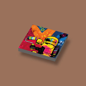 LEGO Graffiti art Ame72 Dream Big Yellow geprint op een 2x2 nieuwe LEGO tegel