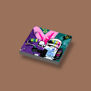 LEGO Graffiti art Ame72 Dream Big White geprint op een 2x2 nieuwe LEGO tegel