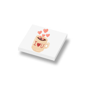 LEGO Valentijn i love u beker op een nieuwe witte 2x2 LEGO tegel 