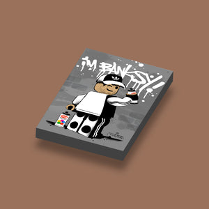 LEGO Graffiti art Ame72 I'm Banksy! Gray geprint op een 2x2 nieuwe LEGO tegel