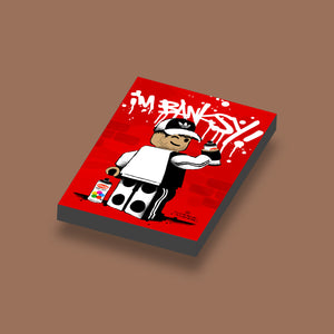 LEGO Graffiti art Ame72 I'm Banksy! Red geprint op een 2x2 nieuwe LEGO tegel