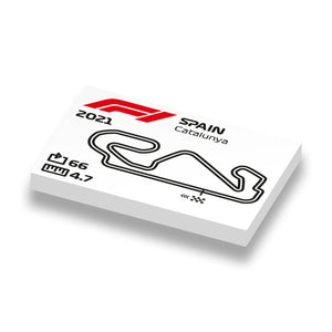 Custom LEGO prints Formule 1 circuit van Spanje op nieuwe LEGO tegels