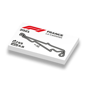 LEGO prints Formule 1 circuit van Frankrijk op nieuwe 1x2 LEGO tegels