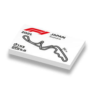 LEGO print Formule 1 circuit van Japan op nieuwe witte 2x3 LEGO tegels