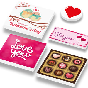 Bundel van 5 Valentijn tegels geprint op nieuwe witte LEGO® tegels