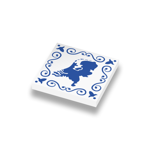 Delfts blauw Nederland landkaart geprint op een nieuwe 1x1 LEGO tegel