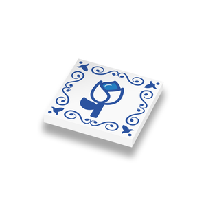 Delfts blauw Tulp motief geprint op een nieuwe 1x1 LEGO tegel