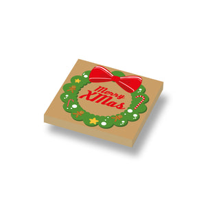 Custom LEGO print Kerst Krans Merry Xmas - op 2x2 tan LEGO® tegel 