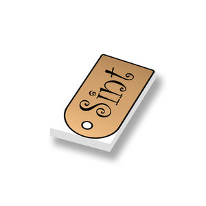 Sinterklaas jute zak kaartje op een 1x2 nieuwe witte LEGO® tegel