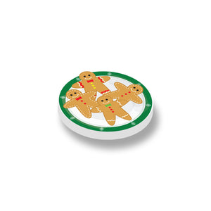 Gingerbread koekjes geprint op een nieuwe ronde 2x2 witte LEGO tegel