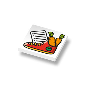 Schoentje zetten geprint op een nieuwe witte 2x2 LEGO® tegel