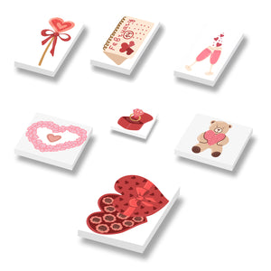 Bundel van 7 valentijn tegels geprint op nieuwe witte LEGO tegels 