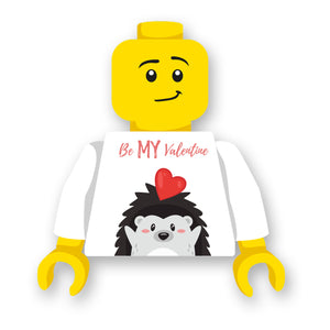 LEGO valentijn torso egeltje geprint op een nieuwe witte LEGO® torso