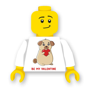 LEGO valentijn torso hondje geprint op een nieuwe witte LEGO® torso