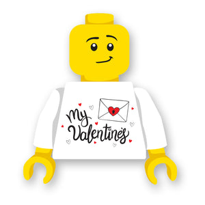 LEGO valentijn torso liefdesbrief op een nieuwe witte LEGO® torso