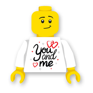 LEGO valentijn torso you and me op een nieuwe witte LEGO® torso