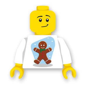 LEGO Kerst torso Gingerbread 1 Geprint op een nieuwe witte LEGO® torso