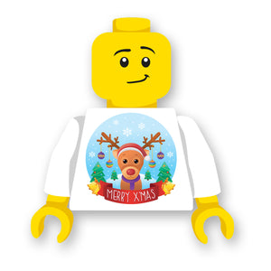 LEGO Kerst torso Rendier Geprint op een nieuwe witte LEGO® torso